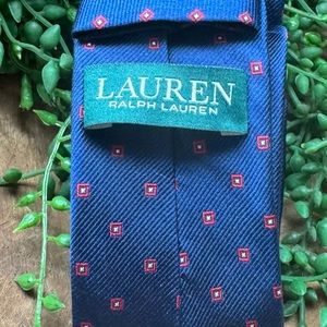 Lauren Ralph Lauren skinny tie Blue with red boxes